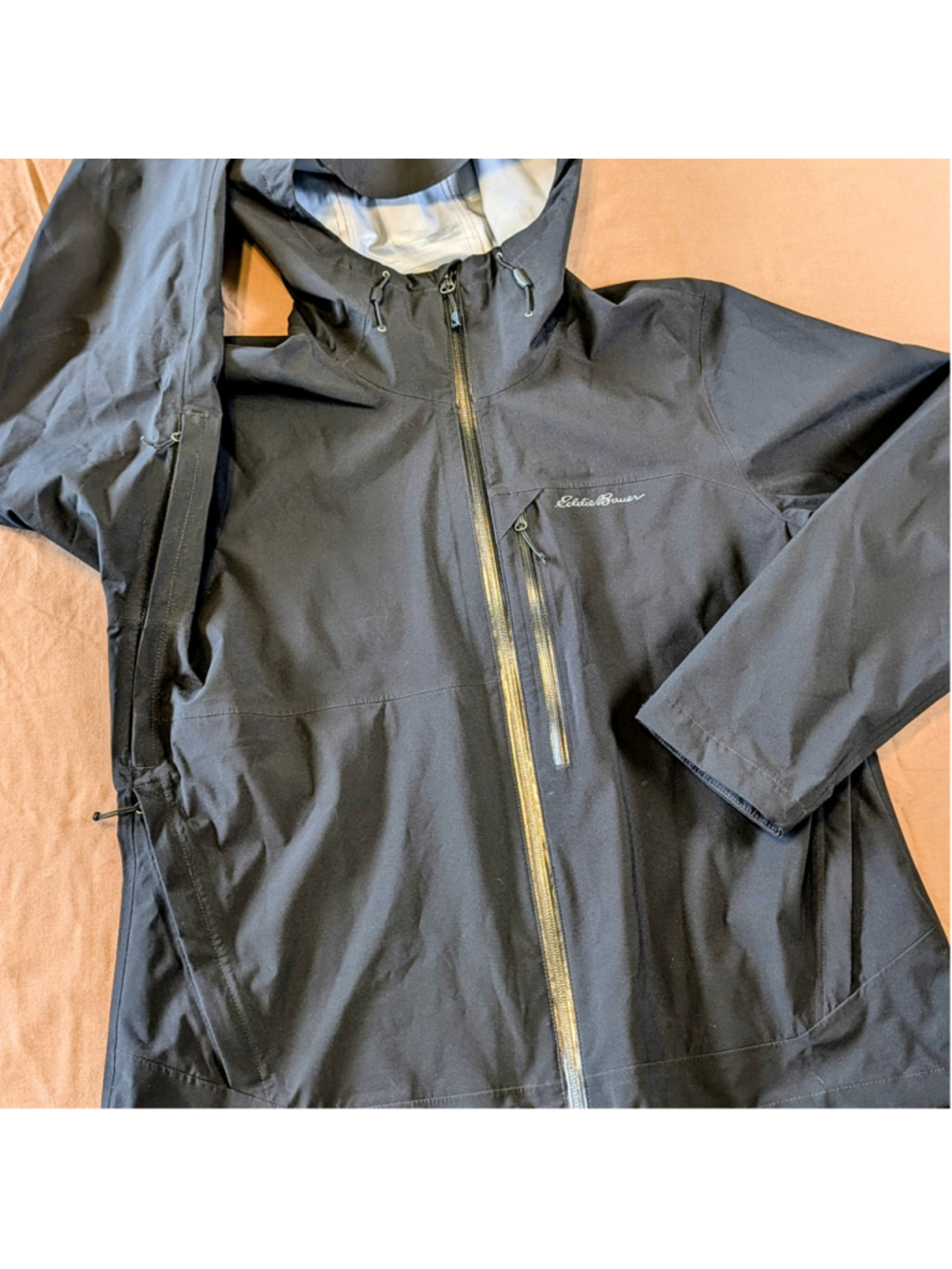 Eddie Bauer WeatherEdge Pro Rain Jacket Women’s L Black Waterproof Hooded Shell - Picture 9 of 16